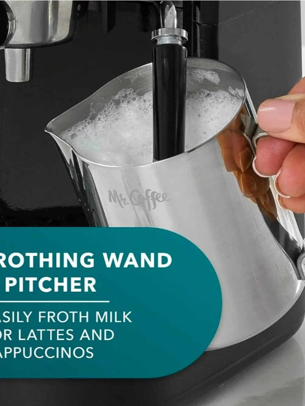 Mr. Coffee 4-Shot Steam Espresso Cappuccino and Latte Maker with Stainless Steel